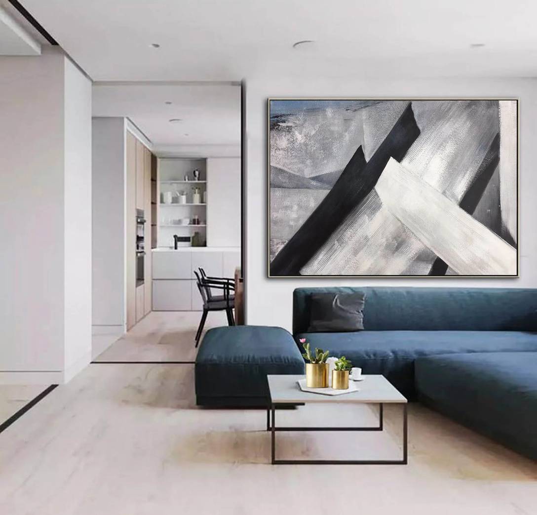 Black Oversized Canvas Painting Abstract Canvas Artwork XN2VS wall art